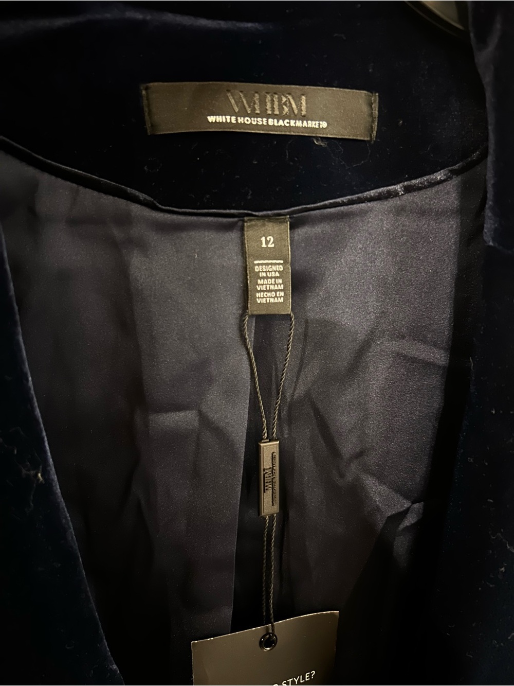 White House Black Market Women's  Navy blue velvet Jacket - Picture 2 of 4